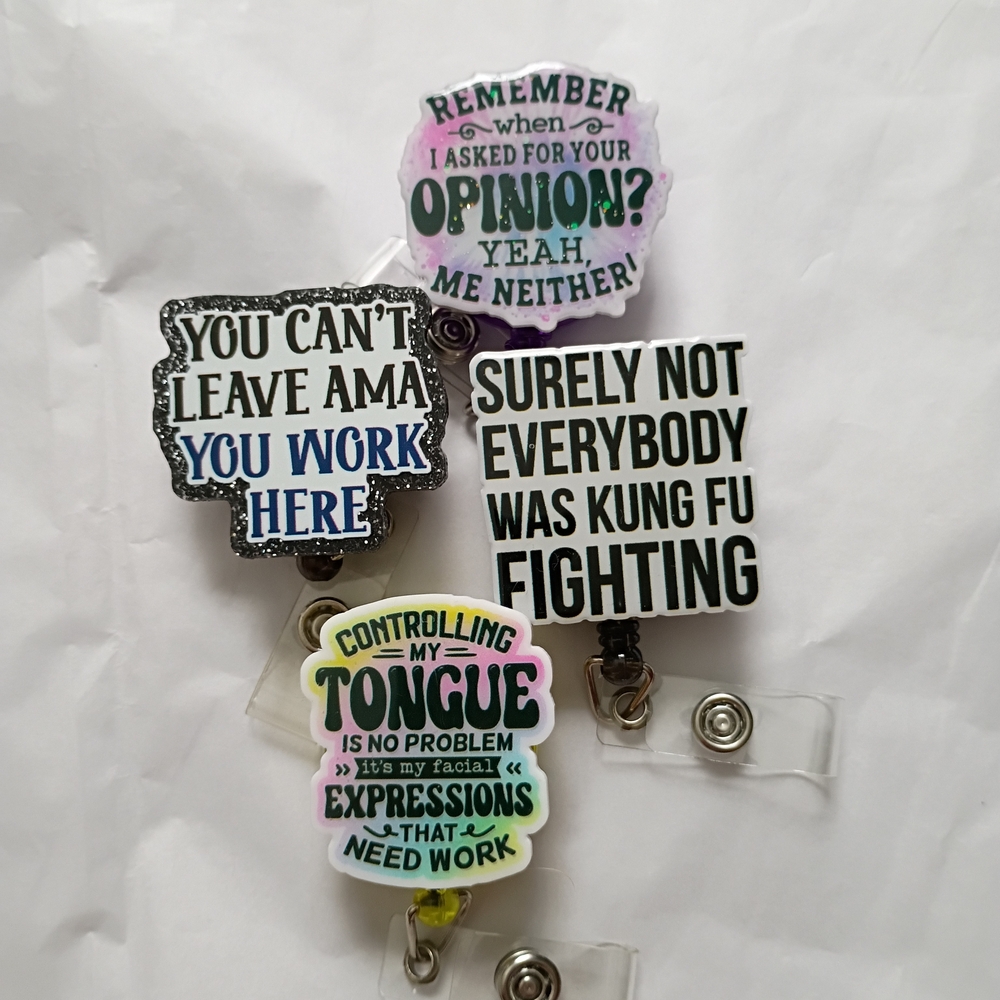 Funny Badge Reel Bundle 4 Piece Set